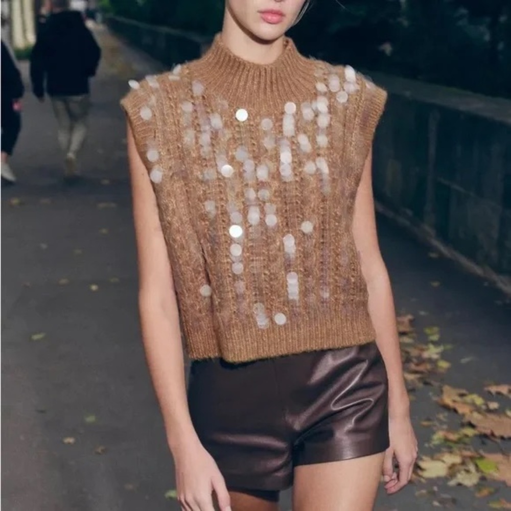 Zara Sequin Sleeveless Sweater